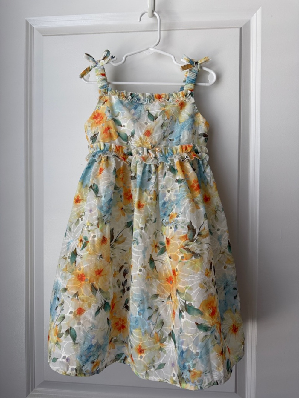 iris & ivy Yellow and Blue Floral Tie-Shoulder Sundress